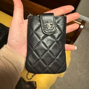 CC Style Black Quilted Leather Pouch WOC